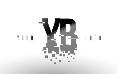 YB Y B piksel mektup Logo dijital siyah kareler paramparça 