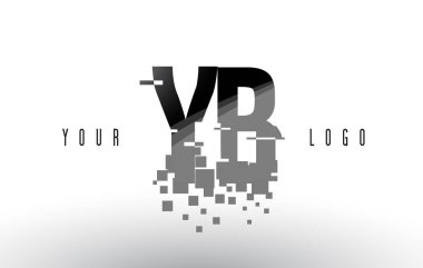 YB Y B Pixel Letter Logo with Digital Shattered Black Squares vector