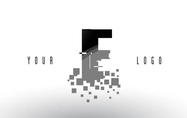 IF I F Pixel Lettre logo avec numérique éclaté carrés noirs — Image vectorielle