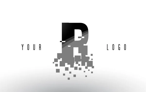 IR I R Pixel levél logó digitális összetört fekete négyzetek — Stock Vector