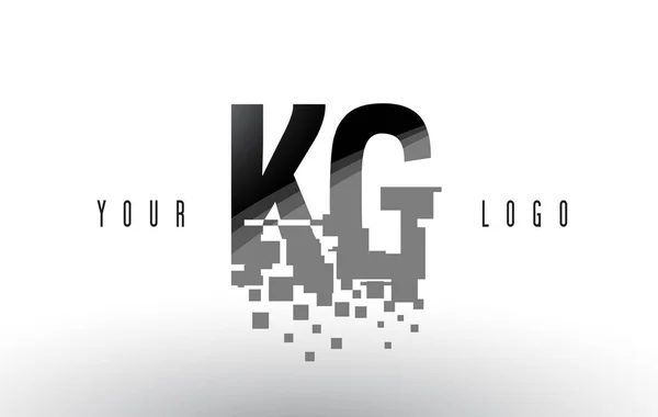 Kg Karlsson G Pixel brev logotypen med Digital krossade svarta rutor — Stock vektor