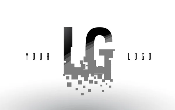 Lg L G 像素的字母标识与数字粉碎黑色方块 — 图库矢量图片