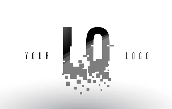 LQ L Q piksel mektup Logo dijital siyah kareler paramparça — Stok Vektör