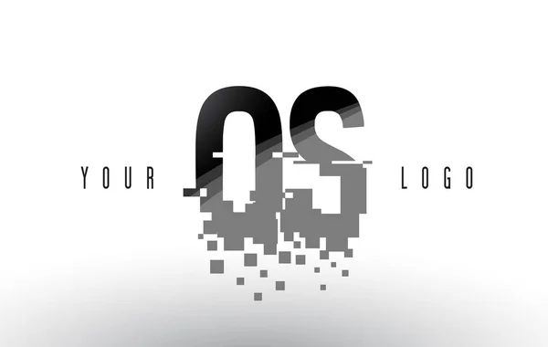 OS O S Pixel Letter Logo com Digital Shattered Black Squares — Vetor de Stock