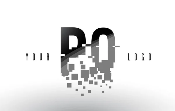 Pq P Q Pixel levél logó digitális összetört fekete négyzetek — Stock Vector
