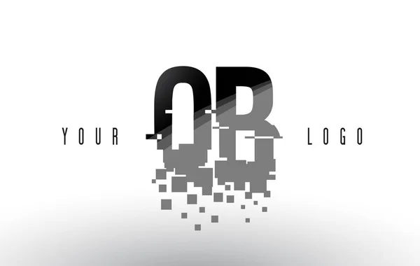 QB Q B Pixel dopis Logo s digitálním rozbil černé čtverce — Stockový vektor