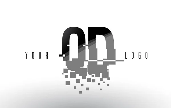 QD Q D Pixel letra logotipo com Digital Shattered Black Squares — Vetor de Stock