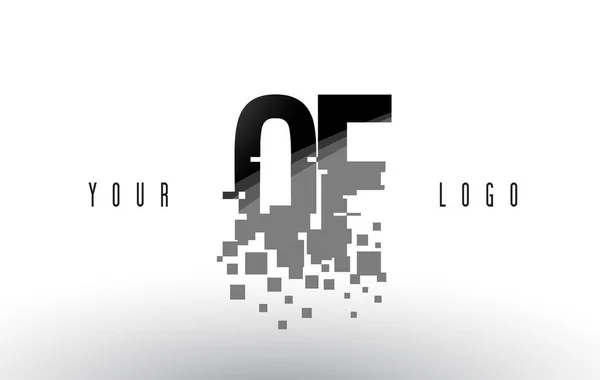 QF Q F Pixel dopis Logo s digitálním rozbil černé čtverce — Stockový vektor