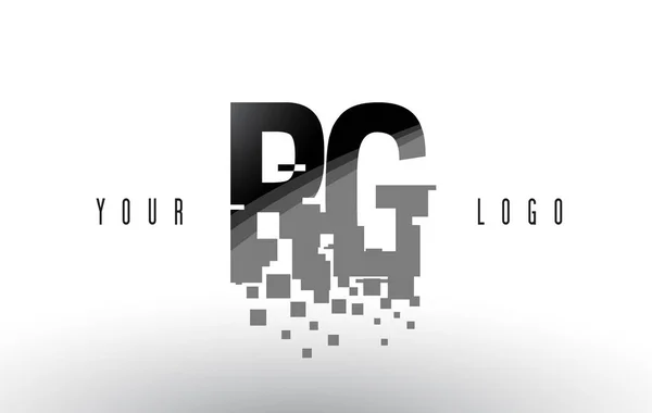 RG R G Pixel Carta Logo com Digital Shattered Black Squares — Vetor de Stock