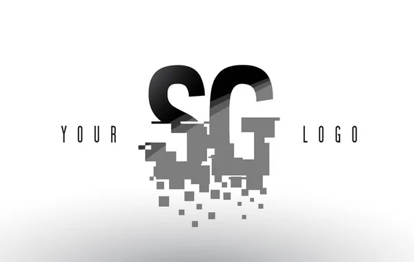 SG S G piksel mektup Logo dijital siyah kareler paramparça — Stok Vektör