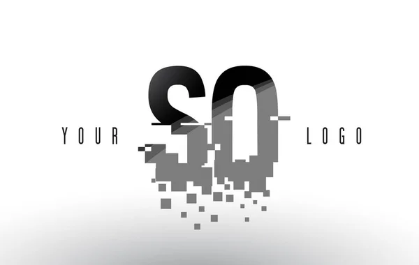 Logo Carta S O Pixel com Digital Shattered Black Squares — Vetor de Stock