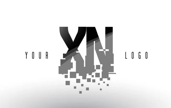 Xn X N 像素字母徽标与数字粉碎黑色方块 — 图库矢量图片