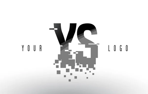 Logo lettera pixel YS Y S con quadrati neri frantumati digitali — Vettoriale Stock