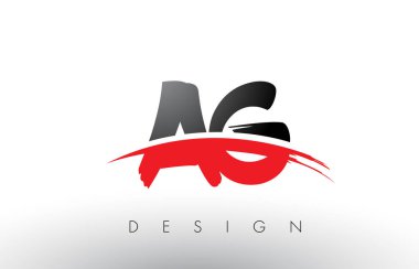 AG A G Brush Logo Letters with Red and Black Swoosh Brush Front clipart