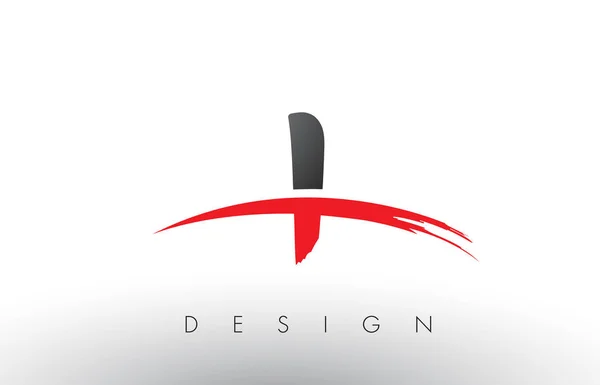 Kırmızı harflerle Logo fırça ve siyah fırça açık Swoosh — Stok Vektör