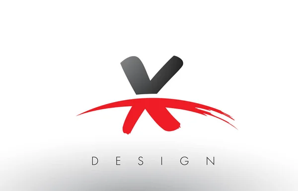 X borstel Logo Letters met rood en zwart Swoosh borstel Front — Stockvector