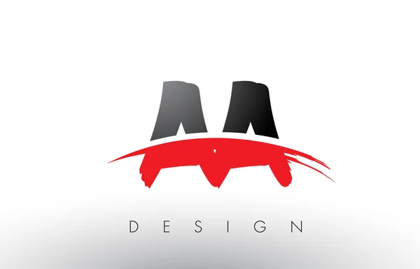 AA A Brush Logo Cartas con rojo y negro Swoosh cepillo frontal — Vector de stock