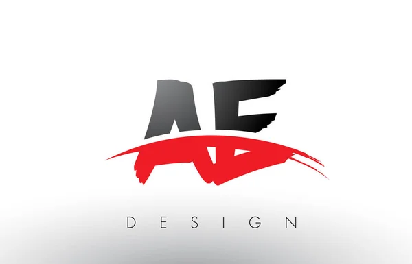 Ae a d brush Logo Buchstaben mit roter und schwarzer Swoosh Pinsel Front — Stockvektor