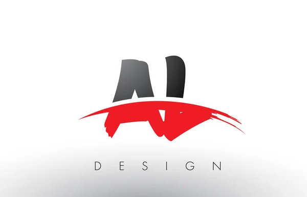 AL A L Brosse Logo Lettres avec rouge et noir Swoosh Brosse avant — Image vectorielle