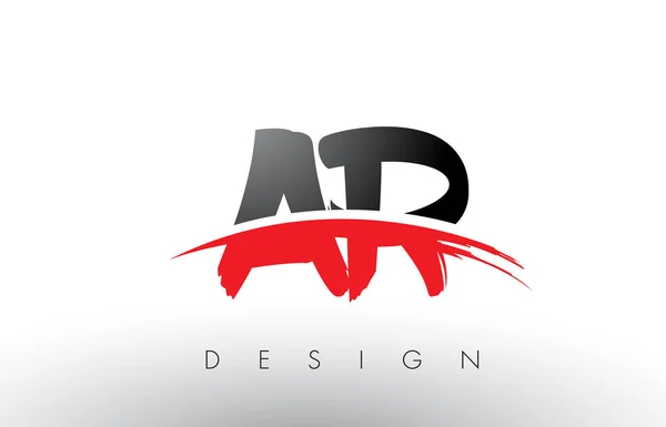 AR A R Pennello Logo Lettere con Rosso e Nero Swoosh Pennello Frontale — Vettoriale Stock