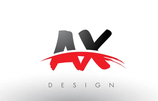 Ax a Pinsel Logo Buchstaben mit roter und schwarzer Swoosh Pinsel Front — Stockvektor