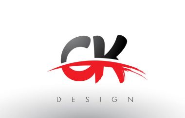 CK C K fırça Logo harflerle kırmızı ve siyah fırça açık Swoosh