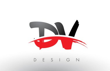 DV D V fırça Logo harflerle kırmızı ve siyah fırça açık Swoosh