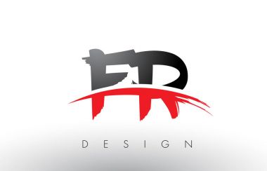 Fr F R fırça Logo harflerle kırmızı ve siyah fırça açık Swoosh