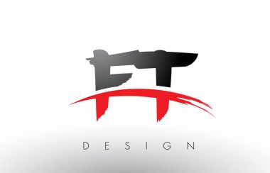 Ft F T fırça Logo harflerle kırmızı ve siyah fırça açık Swoosh