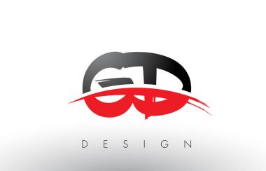 GD G D fırça Logo harflerle kırmızı ve siyah fırça açık Swoosh