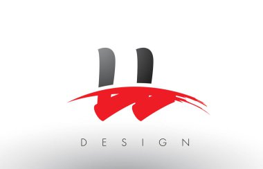 LL L Brush Logo Letters with Red and Black Swoosh Brush Front clipart