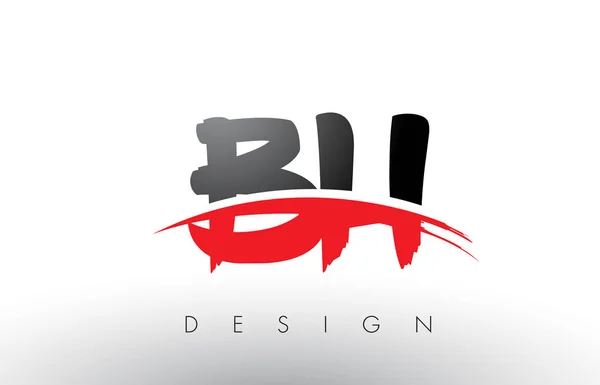 BH B H Lettres logo brosse avec rouge et noir Swoosh Brosse avant — Image vectorielle