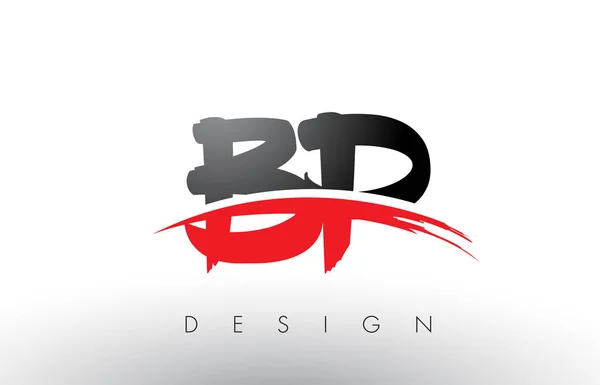 BP B P Pincel Logo Cartas con rojo y negro Swoosh cepillo frontal — Vector de stock
