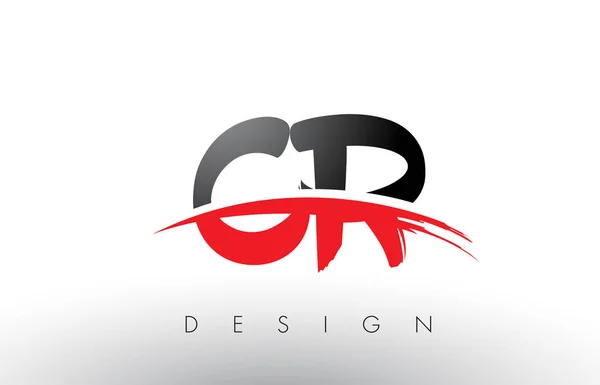 CR C R borstel Logo Letters met rood en zwart Swoosh borstel Front — Stockvector