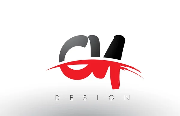 CY Pinsel Logo Buchstaben mit roten und schwarzen Swoosh Pinsel Front — Stockvektor