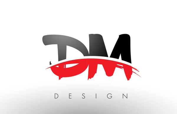 DM D M ecset Logo-betűknek, piros és fekete Swoosh első ecset — Stock Vector