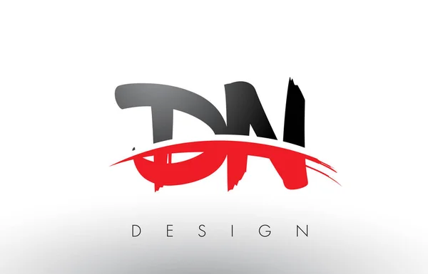 DN D N ecset Logo-betűknek, piros és fekete Swoosh első ecset — Stock Vector