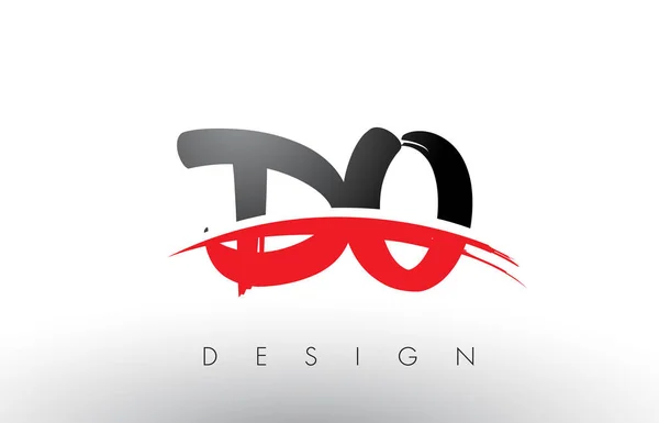 D O pędzla Logo litery z czerwonym i czarnym pociągnięcie pędzla pędzla Front — Wektor stockowy