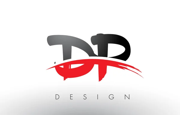 DP D P borstel Logo Letters met rood en zwart Swoosh borstel Front — Stockvector