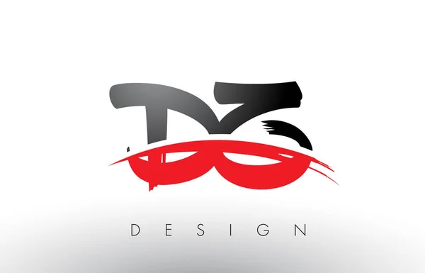 DZ D Z Brosse Logo Lettres avec rouge et noir Swoosh Brosse avant — Image vectorielle