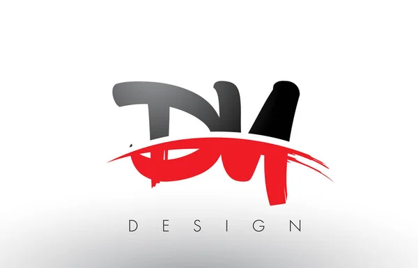 DY D Y Brush Logo Letras con rojo y negro Swoosh cepillo frontal — Archivo Imágenes Vectoriales