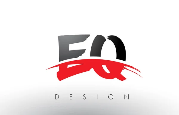 EQ E Q Cartas con logotipo de cepillo con rojo y negro Swoosh cepillo frontal — Vector de stock