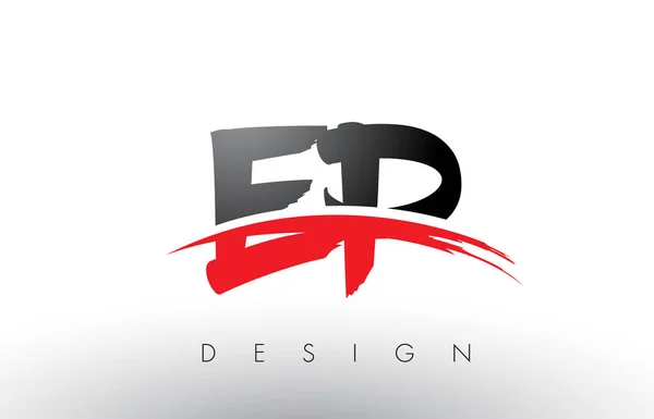 EP E P borstel Logo Letters met rood en zwart Swoosh borstel Front — Stockvector