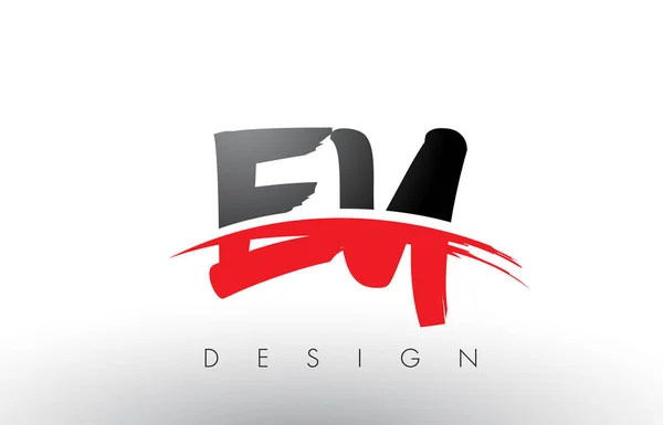 Ey e y brush Logo Buchstaben mit roter und schwarzer Swoosh Pinsel Front — Stockvektor