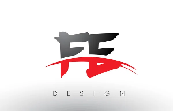 Fe F E borstel Logo brieven met Red en Black Swoosh borstel Front — Stockvector