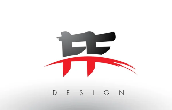FF F F borstel Logo Letters met rood en zwart Swoosh borstel Front — Stockvector