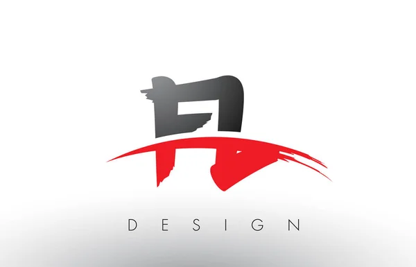 FL F L Brush Logo Letras con rojo y negro Swoosh cepillo frontal — Archivo Imágenes Vectoriales