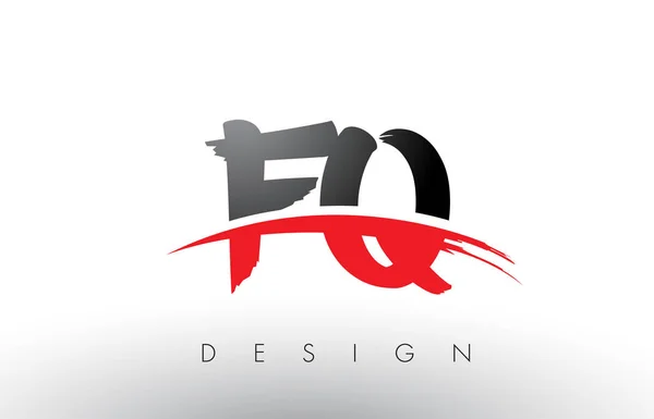 FQ F Q Brush Logo Letters with Red and Black Swoosh Brush Front - Stok Vektor