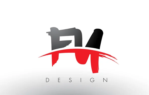 Fy F Y Brush logotyp bokstäver med rött och svart Swoosh borste Front — Stock vektor
