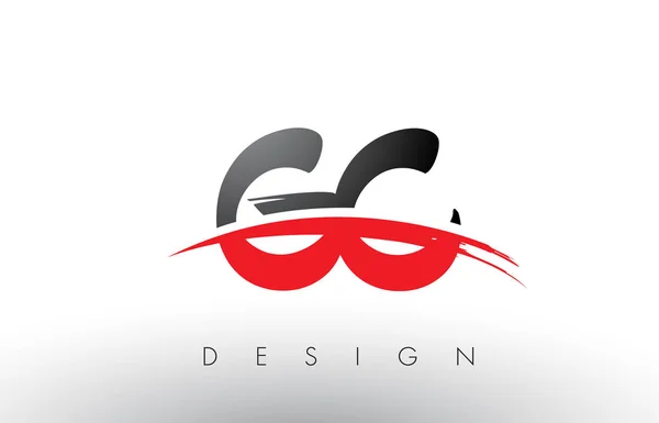 GC G C borstel Logo Letters met rood en zwart Swoosh borstel Front — Stockvector